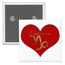 Capricorn Heart Symbol Pinback Button