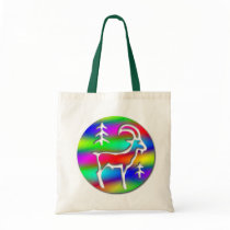 Capricorn Rainbow Goat Zodiac Crafts and Shopping Canvas Bag