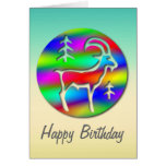 Capricorn Rainbow Goat Zodiac Star Sign Birthday Card