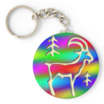 Capricorn Rainbow Goat Zodiac Star Sign Keychains