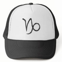Capricorn. Zodiac Astrology Sign. Black. Hat
