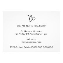 Capricorn. Zodiac Astrology Sign. Black. Personalized Invitation