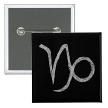 Capricorn. Zodiac Astrology Sign. Black. Pins