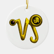 CAPRICORN ZODIAC BIRTHDAY JEWEL BLACK ONYX Gold Christmas Tree Ornament