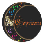 Capricorn Zodiac Moon Round Stickers