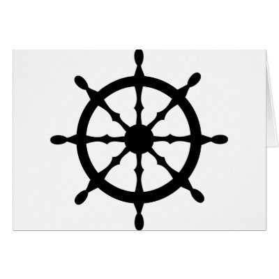 captain ship steering wheel greeting card by Tomaniac