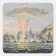 Capture et destruction de quatre frégates espagnol autocollant carré