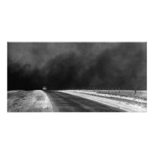 Car Driving The Texas Panhandle in the Dust Bowl Photo Greeting Card