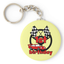 Car Racing 1st Birthday Tshirts and gifts Keychain