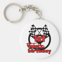 Car Racing 1st Birthday Tshirts and gifts Key Chain
