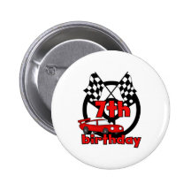 Car Racing 7th Birthday Pinback Buttons