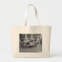 Car Strike Hitchhikers, early 1900s Canvas Bags