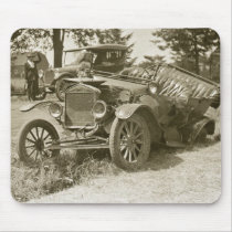 Car Wreck Marine City MI July 1930s - Vintage Mousepad