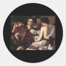 Caravaggio The Musicians Round Stickers