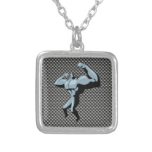 Carbon Fibre look Bodybuilder Custom Jewelry