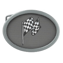 Carbon Fibre look Chequered Flag Belt Buckle