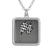Carbon Fibre look Chequered Flag Custom Jewelry