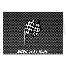 Carbon Fibre look Chequered Flag Greeting Cards