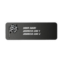 Carbon Fibre look Chequered Flag Return Address Labels