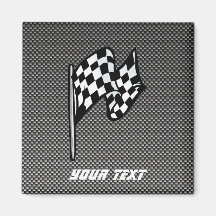 Carbon Fibre look Chequered Flag Refrigerator Magnets