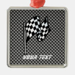 Carbon Fibre look Chequered Flag Ornaments