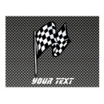 Carbon Fibre look Chequered Flag Post Card