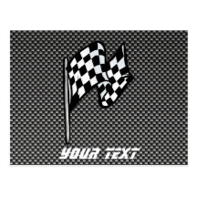 Carbon Fibre look Chequered Flag Post Card