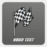 Carbon Fibre look Chequered Flag Stickers