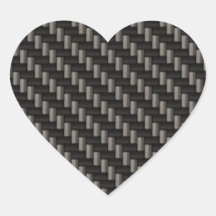 Carbon Fibre Material Heart Stickers