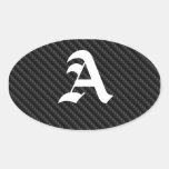 Carbon Fibre Texture Oval Stickers