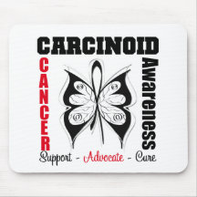 Carcinoid Cancer Butterfly Ribbon AWARENESS Mouse Pads