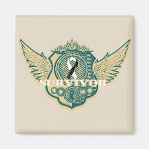 Carcinoid Cancer Survivor Vintage Winged Fridge Magnets
