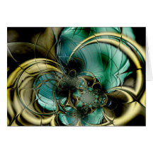 Card Abstract Art Metal Gold Teal Glass