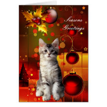 Card Christmas Cat Kitten
