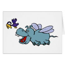 Card:  Flying Hippo & Bird