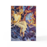 Card:  Girl with Elves - by Maxfied Parrish