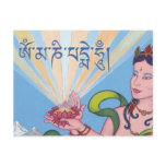 CARD Goddess, lotus and mantra OM MANI PADME HUM Postcard