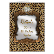 Card Invitation 50th Birthday Party Animal Leopard