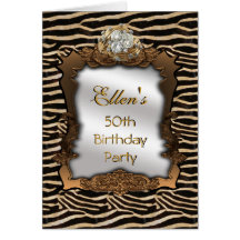 Card Invitation 50th Birthday Party Animal Stripe