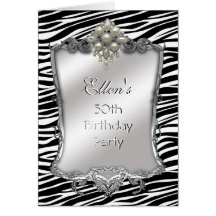 Card Invitation 50th Birthday Party Animal Zebra
