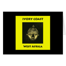 Card IVORY COAST GOLD MASK, yellow background