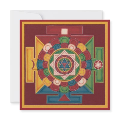 CARD Mandala of the 5 Elements, square+envelope Invitations by Tibetan_Thangka_Art