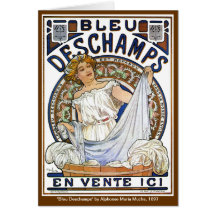 Card: Mucha - Nouveau - Bleu Deschamps