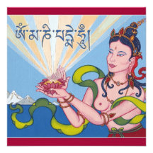 CARD Offering Goddess with mantra + envelope Personalized Invitation