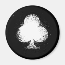 Card suit Clubs white -  grunge Fridge Magnet