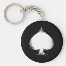 Card suit Spades white-  grunge Key Chains
