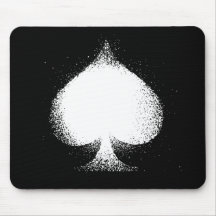 Card suit Spades white-  grunge Mousepads