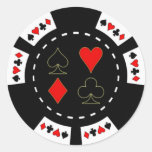 Card Suits Poker Chip Round Sticker
