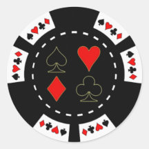 Card Suits Poker Chip Round Sticker