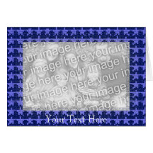 Card Template - Blue Mosaic Stars Border